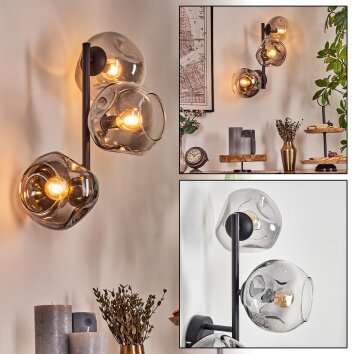 Ripoll Wandleuchte Glas 15 cm Klar, Rauchfarben, 3-flammig