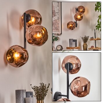 Ripoll Wandleuchte Glas 15 cm Kupferfarben, 3-flammig