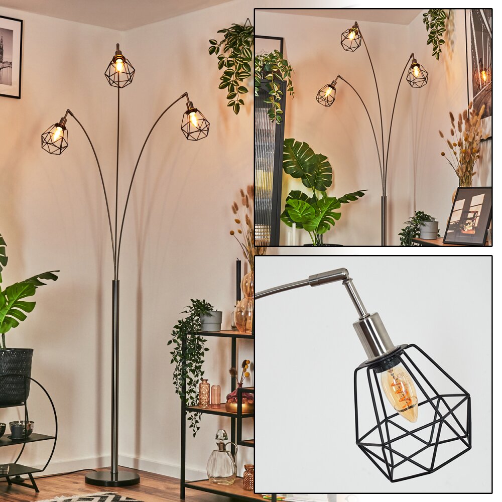 Yaak Stehleuchte Nickel-Matt, Schwarz, 3-flammig main product photo