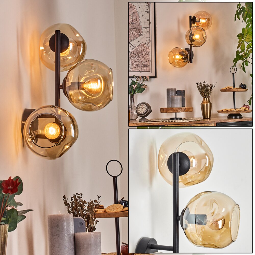 Ripoll Wandleuchte Glas 15 cm Bernsteinfarben, 3-flammig main product photo
