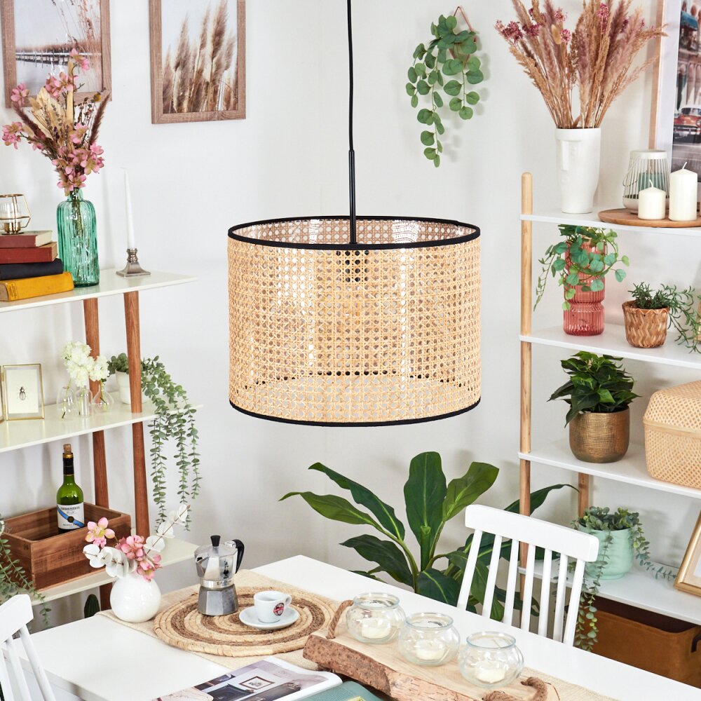 Ramila Hängeleuchte 40 cm Naturfarben, Schwarz, 1-flammig