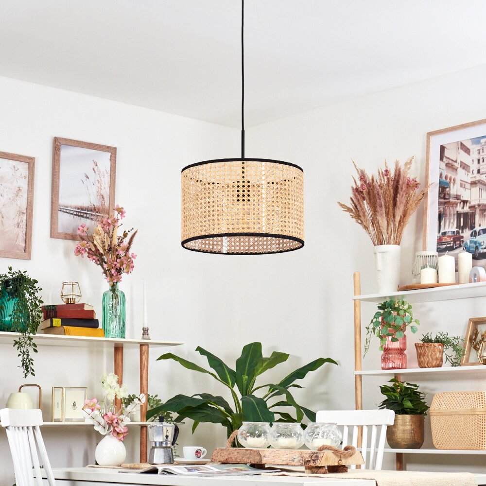 Ramila Hängeleuchte 35 cm Naturfarben, Schwarz, 1-flammig