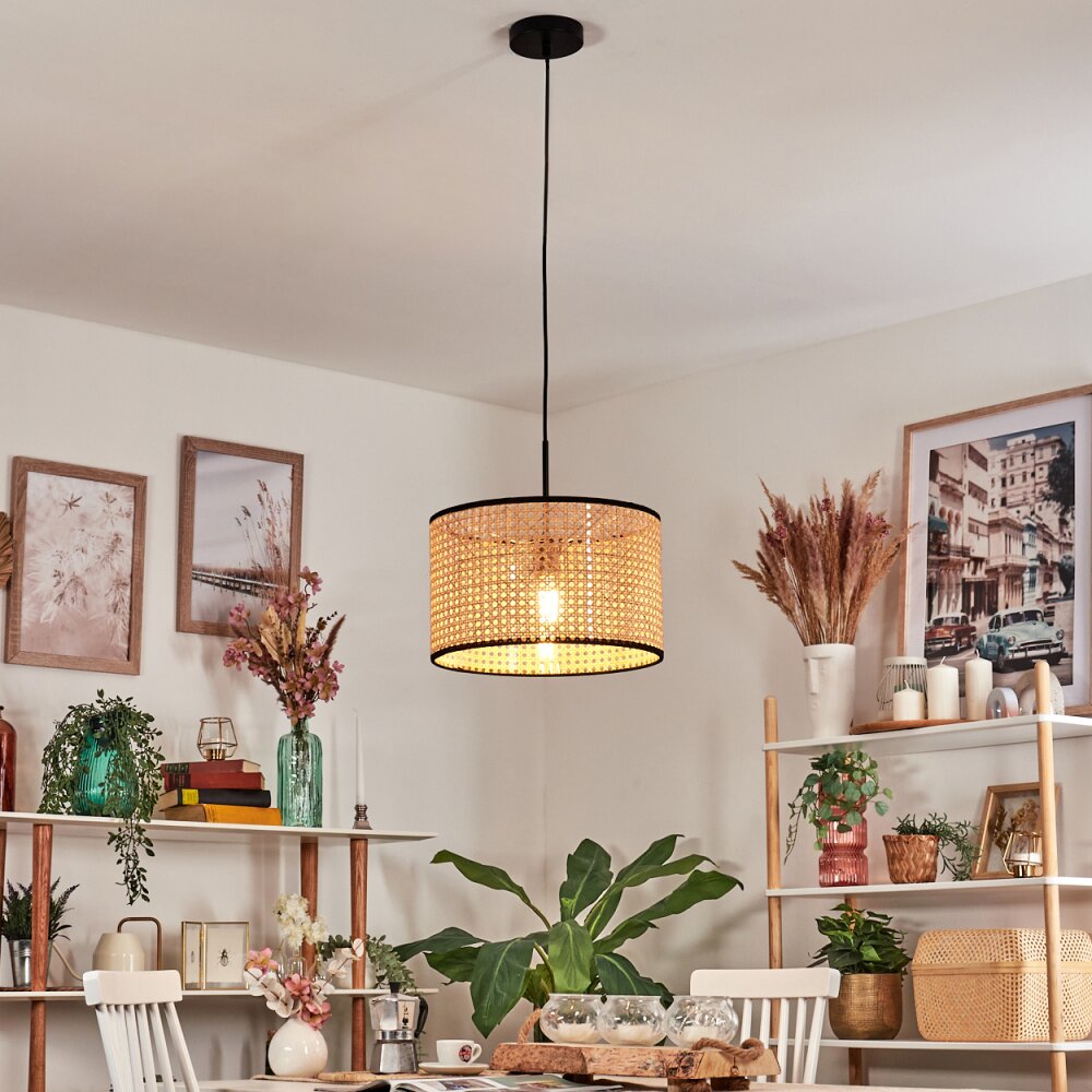 Ramila Hängeleuchte 35 cm Naturfarben, Schwarz, 1-flammig