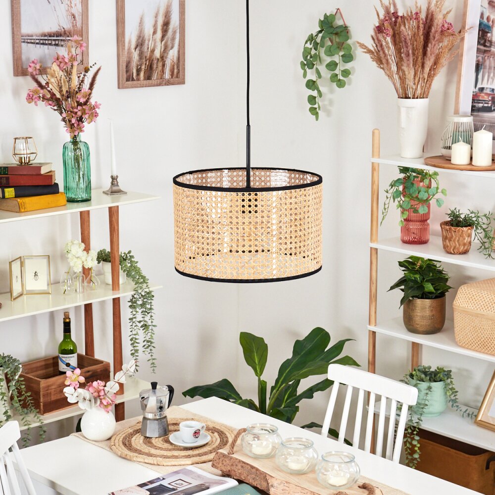 Ramila Hängeleuchte 35 cm Naturfarben, Schwarz, 1-flammig