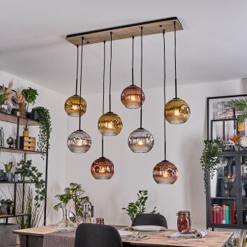 Ripoll Hängeleuchte Glas 20 cm Naturfarben, Schwarz, 8-flammig