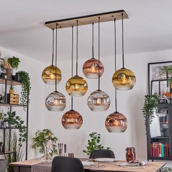 Ripoll Hängeleuchte Glas 25 cm Naturfarben, Schwarz, 8-flammig