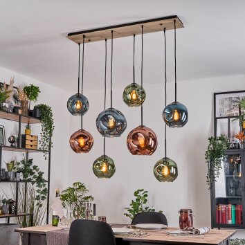 Ripoll Hängeleuchte Glas 20 cm, 25 cm Naturfarben, Schwarz, 8-flammig