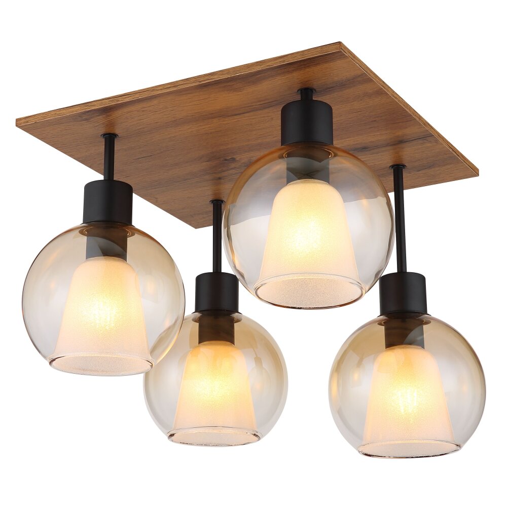 Globo Barry I Deckenleuchte Naturfarben, Schwarz, 4-flammig main product photo