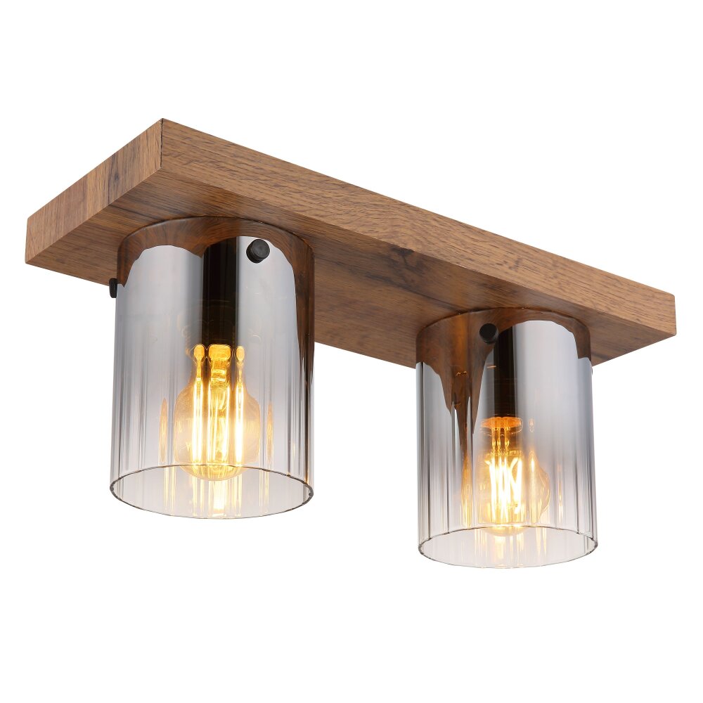Globo Underwood Deckenleuchte Holz dunkel, Naturfarben, 2-flammig main product photo