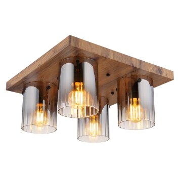 Globo Underwood Deckenleuchte Holz dunkel, Naturfarben, 4-flammig