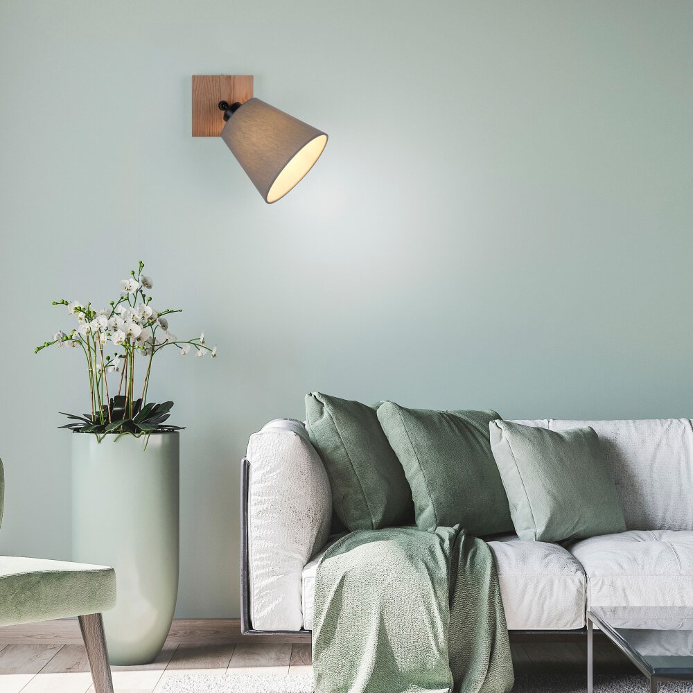 Leuchten Direkt GREEN MICHEL Wandleuchte Naturfarben, Schwarz, 1-flammig main product photo