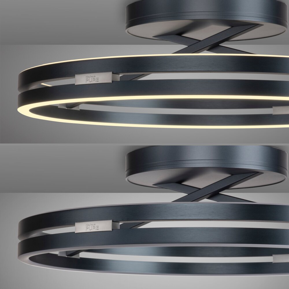 Paul Neuhaus PURE Loop Deckenleuchte LED Grau, 2-flammig, Fernbedienung