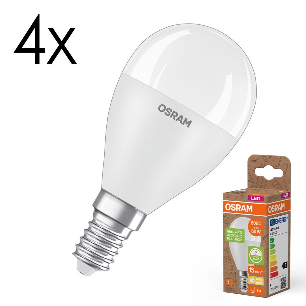 LED E14 4er Set 7,5 Watt 2700 Kelvin 806 Lumen main product photo