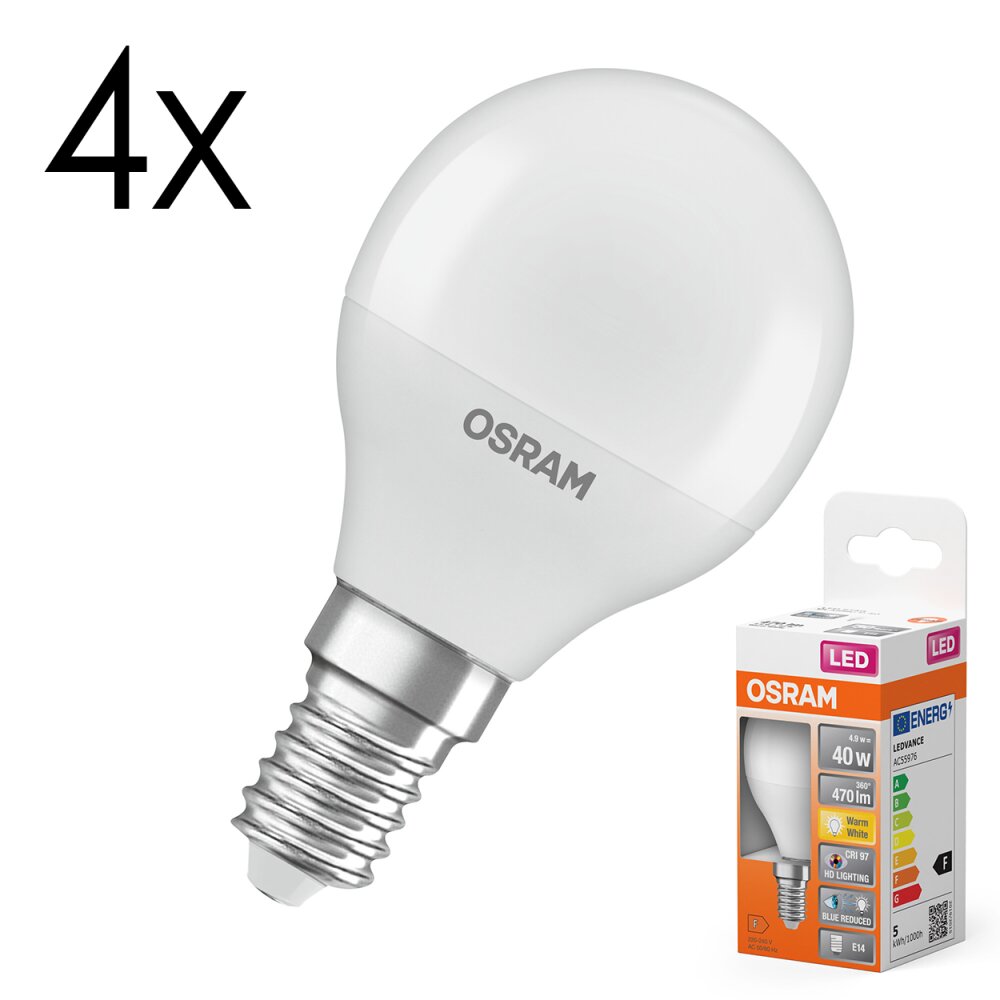 LED E14 4er Set 4,9 Watt 2700 Kelvin 470 Lumen main product photo