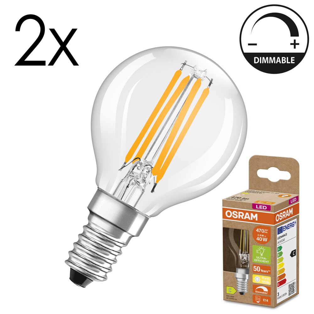 LED E14 2er Set 2,9 Watt 2700 Kelvin 470 Lumen main product photo