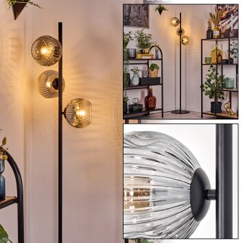 Ripoll Stehleuchte Glas 15 cm Klar, Rauchfarben, 3-flammig