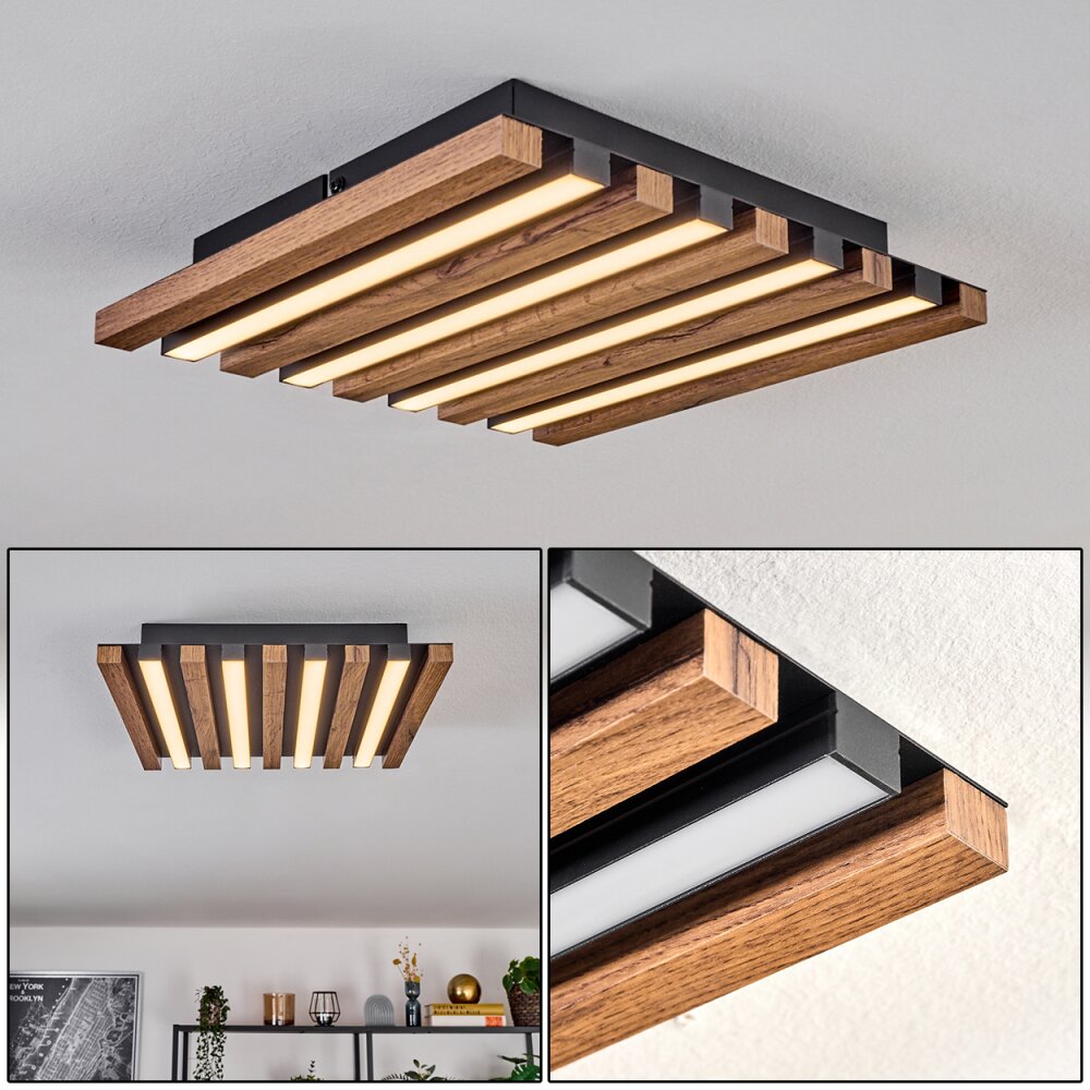 Tandragee Deckenpanel LED Holzoptik, Schwarz, 1-flammig main product photo