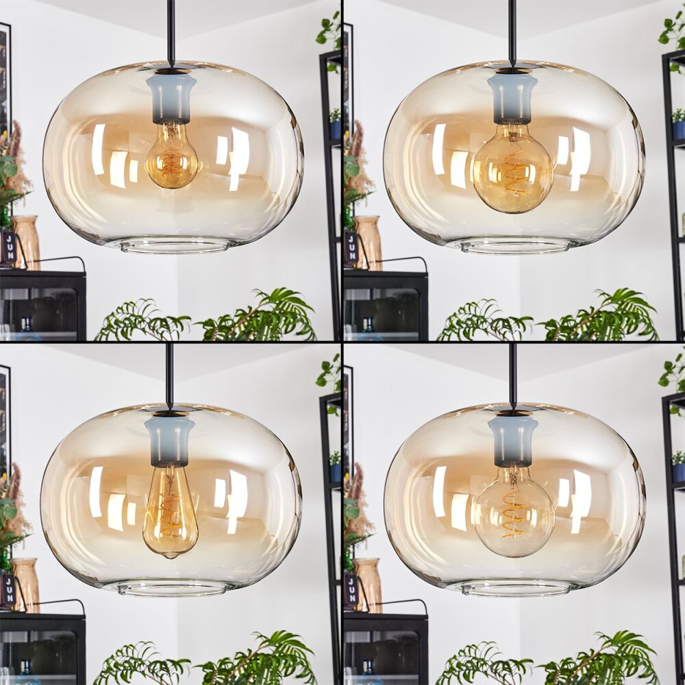 Apedo Hängeleuchte Glas 30 cm Bernsteinfarben, Klar, 3-flammig