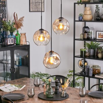 Ripoll Hängeleuchte Glas 20 cm Bernsteinfarben, Klar, 3-flammig