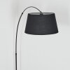 Bassagoda Bogenlampe 45 cm Chrom, Schwarz, 1-flammig, Stoff-Lampenschirm