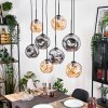 Ripoll Hängeleuchte Glas 20 cm Naturfarben, Schwarz, 8-flammig