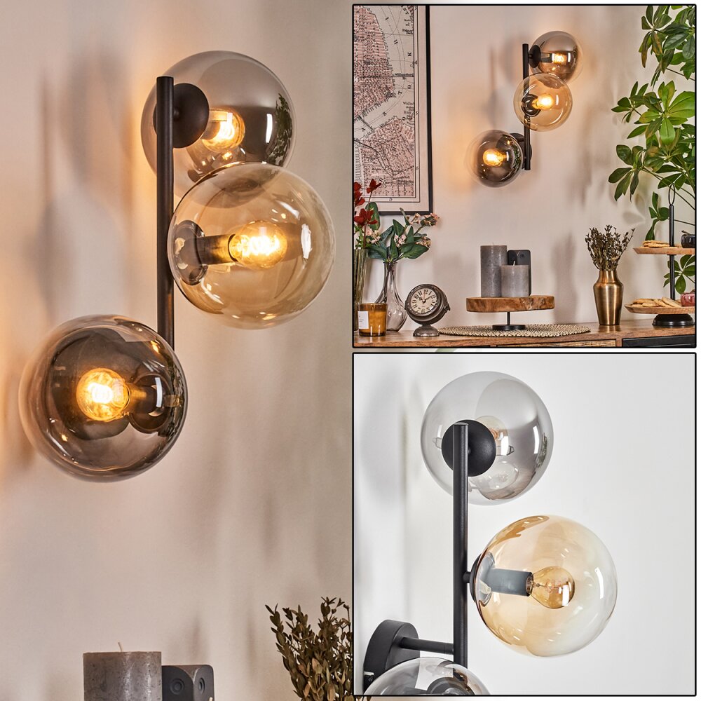 Gastor Wandleuchte Glas 15 cm Bernsteinfarben, Klar, Rauchfarben, 3-flammig main product photo