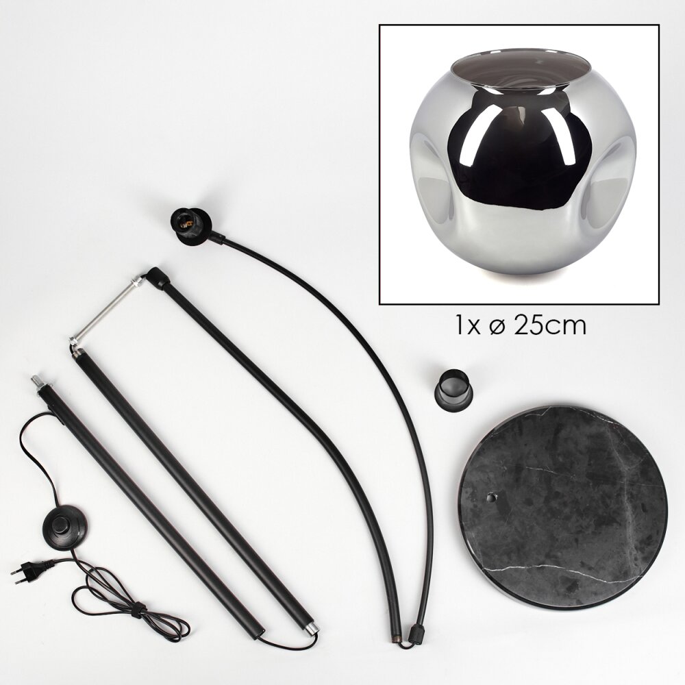 Ripoll Stehleuchte Glas 25 cm Schwarz, 1-flammig