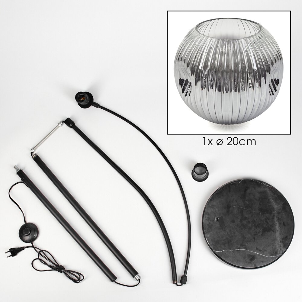 Ripoll Stehleuchte Glas 20 cm Schwarz, 1-flammig