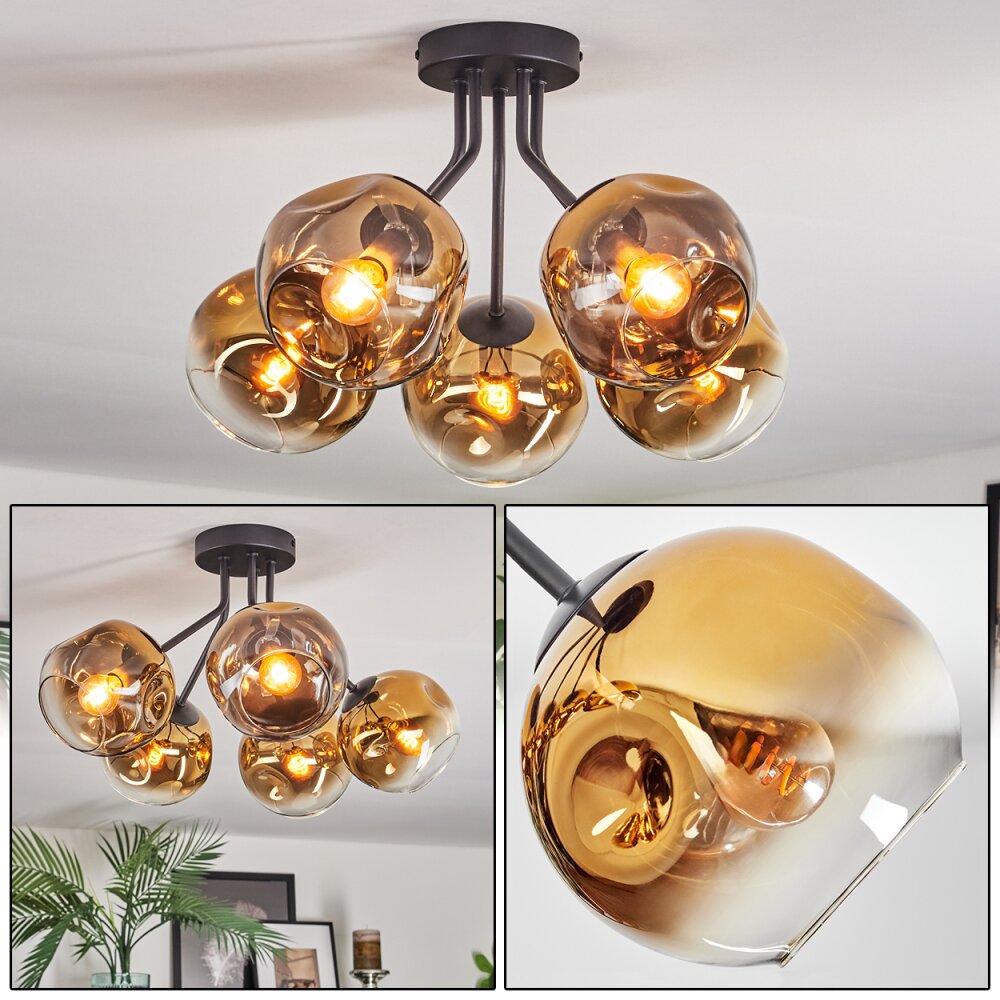 Ripoll Deckenleuchte Glas 15 cm Gold, Klar, 5-flammig main product photo