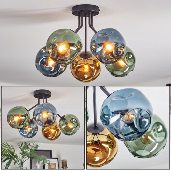 Ripoll Deckenleuchte Glas 15 cm Blau, Gold, Grün, 5-flammig