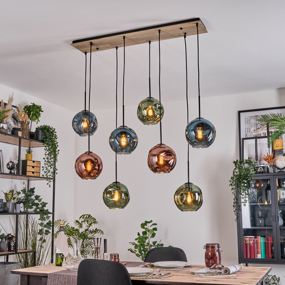 Ripoll Hängeleuchte Glas 20 cm Naturfarben, Schwarz, 8-flammig main product photo
