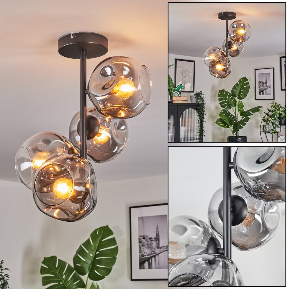 Ripoll Deckenleuchte Glas 15 cm Klar, Rauchfarben, 4-flammig main product photo