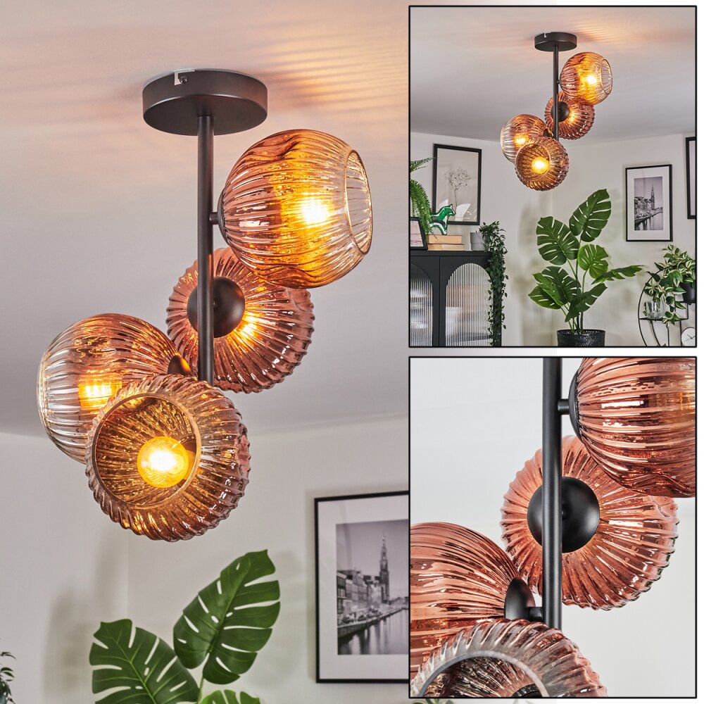 Ripoll Deckenleuchte Glas 15 cm Klar, Kupferfarben, 4-flammig main product photo