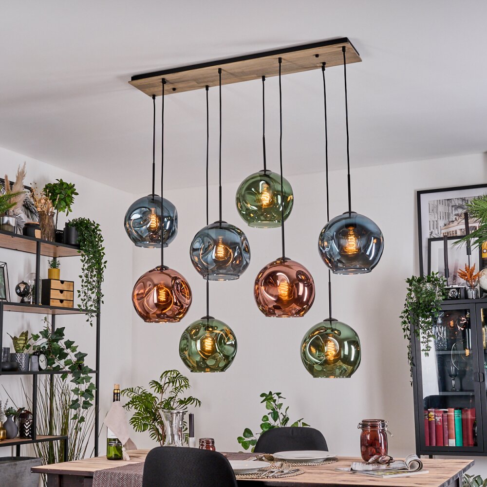 Ripoll Hängeleuchte Glas 25 cm Naturfarben, Schwarz, 8-flammig main product photo