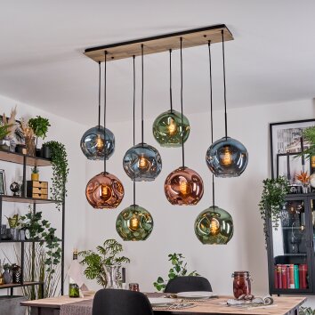 Ripoll Hängeleuchte Glas 25 cm Naturfarben, Schwarz, 8-flammig