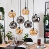 Ripoll Hängeleuchte Glas 25 cm Naturfarben, Schwarz, 8-flammig
