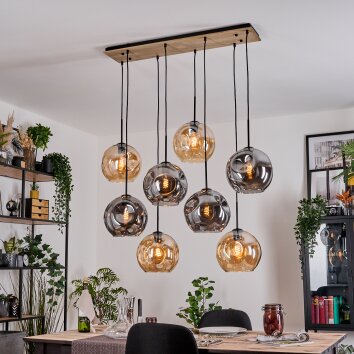 Ripoll Hängeleuchte Glas 25 cm Naturfarben, Schwarz, 8-flammig
