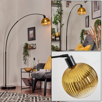 Koyoto Bogenlampe Glas 20 cm Schwarz, 1-flammig