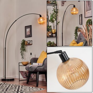 Koyoto Stehleuchte Glas 20 cm Schwarz, 1-flammig