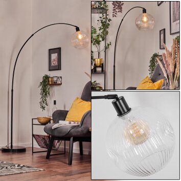 Ripoll Bogenstehlampe Glas 25 cm Schwarz, 1-flammig
