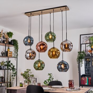 Ripoll Hängeleuchte Glas 25 cm Naturfarben, Schwarz, 8-flammig