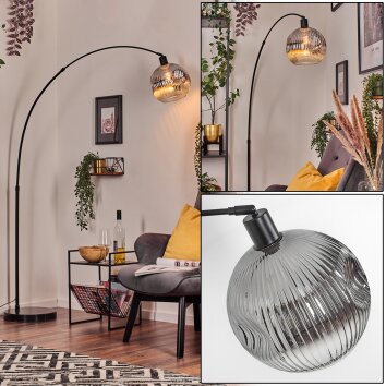 Ripoll Bogenlampe Glas 25 cm Schwarz, 1-flammig