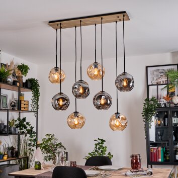 Ripoll Hängeleuchte Glas 20 cm Naturfarben, Schwarz, 8-flammig