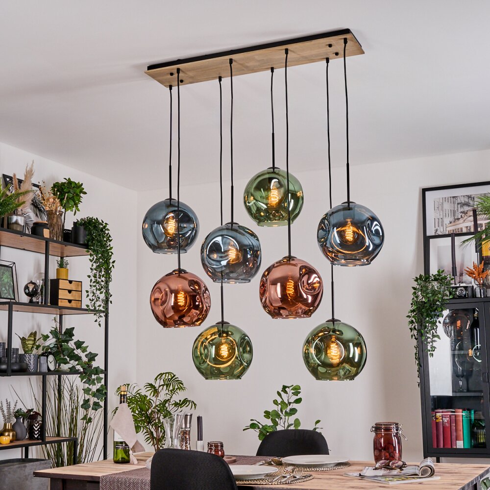 Ripoll Hängeleuchte Glas 25 cm Naturfarben, Schwarz, 8-flammig main product photo