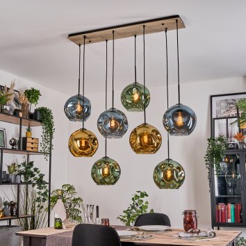 Ripoll Hängeleuchte Glas 25 cm Naturfarben, Schwarz, 8-flammig