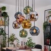 Ripoll Hängeleuchte Glas 25 cm Naturfarben, Schwarz, 8-flammig
