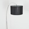 Soungou Bogenstehlampe 38 cm Chrom, Schwarz, 1-flammig, Stoffschirm