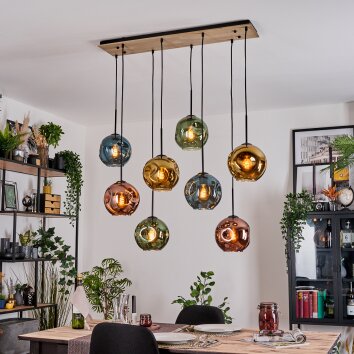 Ripoll Hängeleuchte Glas 20 cm Naturfarben, Schwarz, 8-flammig