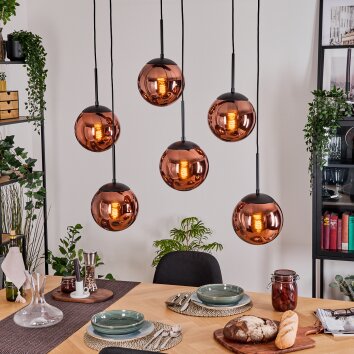 Gastor Hängeleuchte Glas 20 cm Kupferfarben, 6-flammig