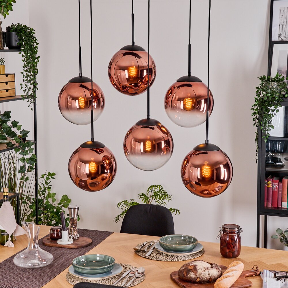 Gastor Hängeleuchte Glas 25 cm Klar, Kupferfarben, 6-flammig main product photo